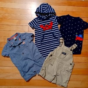 Super cute! 9 Month Lot of Boy's Rompers with Crab and Fish theme
